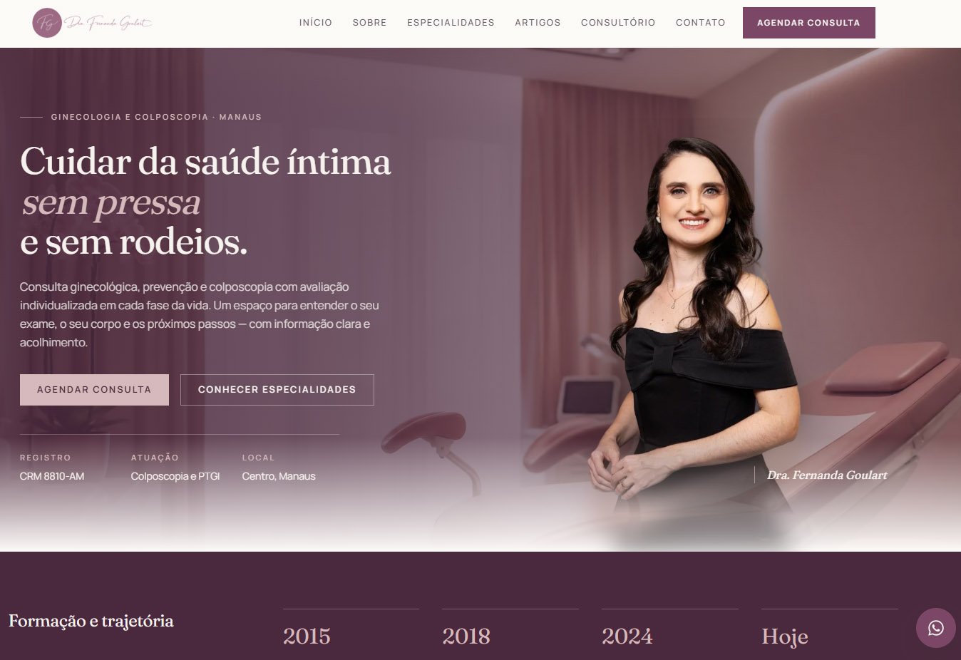 Página inicial do site da Dra. Fernanda Goulart