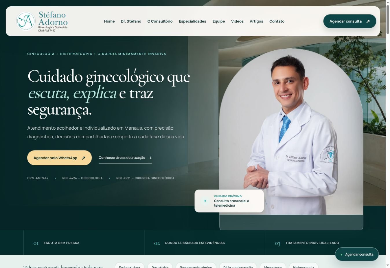 Página inicial do site do Dr. Stéfano Adorno