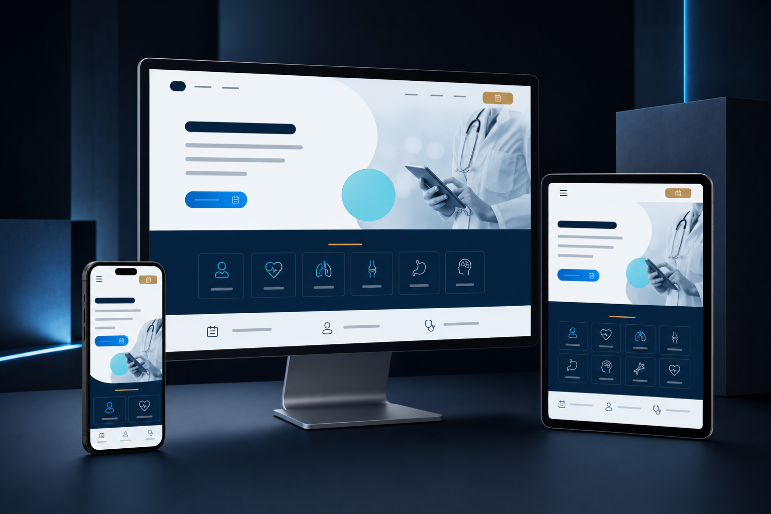 Exemplo visual de site médico responsivo