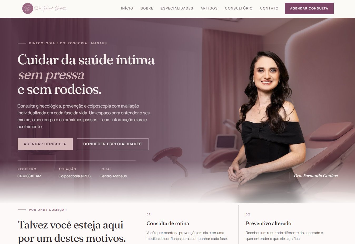 Página inicial do projeto Dra. Fernanda Goulart
